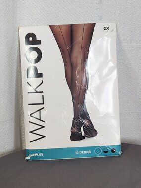 Walk Pop Black 15 Denier Sheer IGA Plus Oeko-Tex Backseam Legwear Tights Size 2X